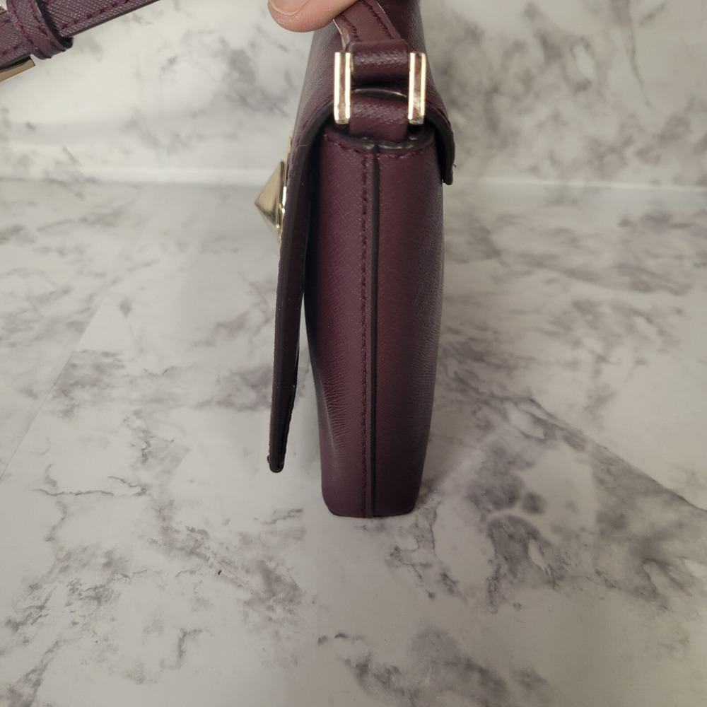 Kate Spade Newbury Lane Sally Turn Lock Crossbody Purse Saffiano Leather Plum - Picture 6 of 16